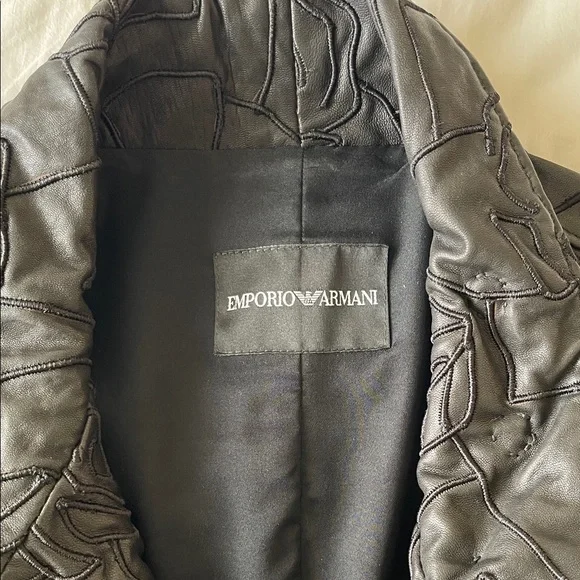 Emporio Armani Black Leather Jacket - Picture 11 of 14